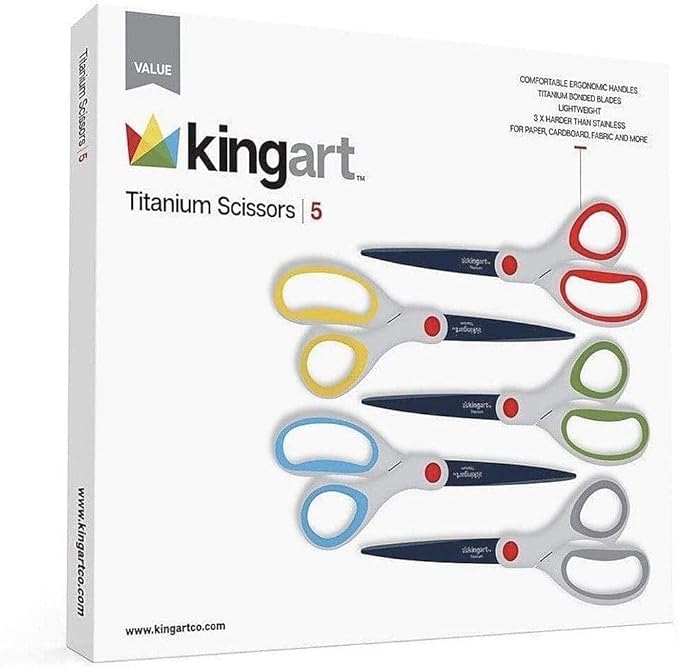 KINGART Titanium Scissor Set, Set of 5, Assorted