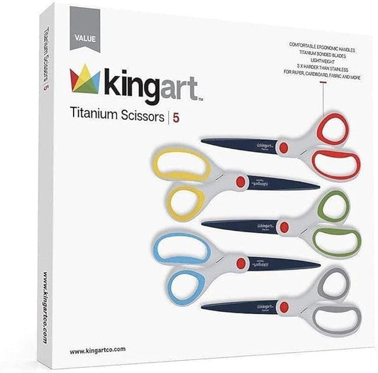 KINGART Titanium Scissor Set, Set of 5, Assorted