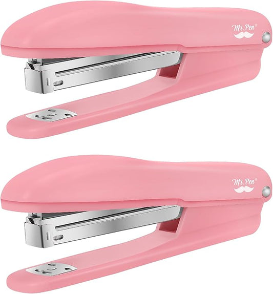 Mr. Pen- Staplers for Desk, 2 Pack With 200 Staples, 20 Sheet Capacity, Pink, Office Stapler Set