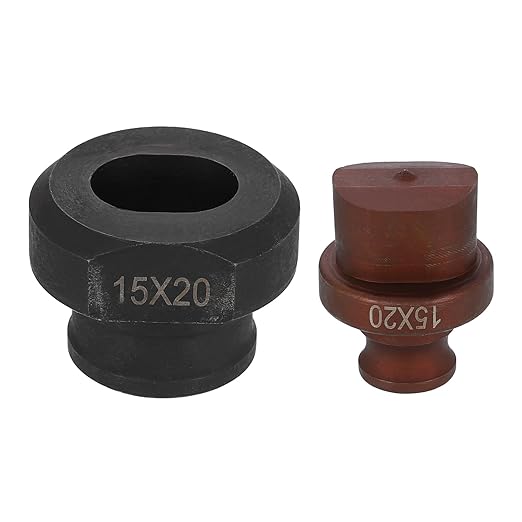 HARFINGTON Hydraulic Hole Punch Die 15x20mm Oval Hole 40Cr Steel Electric Punching Kit for MHP-20 JP-20 Electric Punching Machine, Burgundy & Black