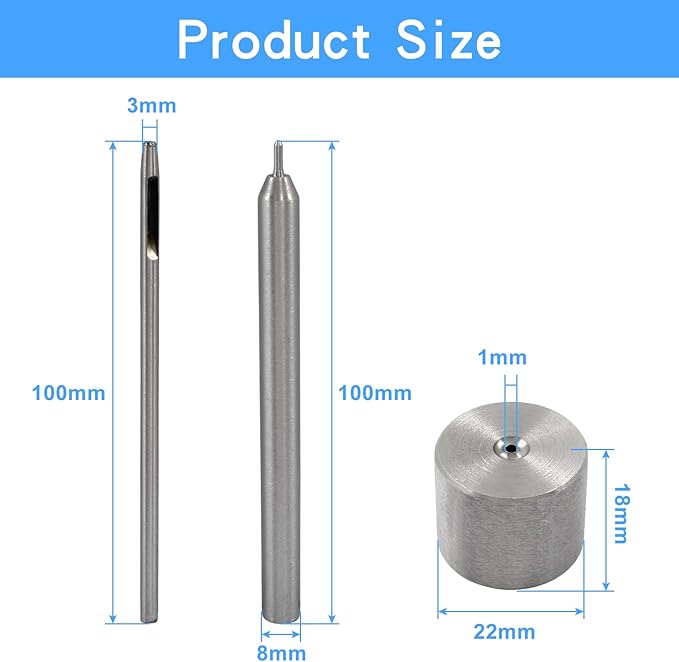 Litoexpe Eyelet Hole Punch Die Tool, 2mm Grommet Setter Hollow Punch (Includes Base & Ram) for Leather Craft Clothing Handbag Fabric Curtain DIY