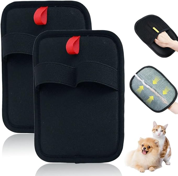 Electrostatic Gloves for Pet Hair Removal, Electrostatic Pet Hair Removal Gloves Brush for Pets Hair, Reusable Cats & Dogs Grooming Gloves for Hair Removal (Red, 2)