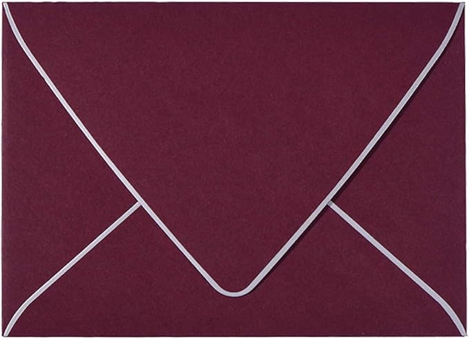 A7 Burgundy Envelopes 5 x 7 With Silver Border - V flap, Quick Self Seal, | Perfect for 5x7 Cards, Weddings, Invitations, Graduation, Baby Shower | 5.25" x 7.25" | 50 Pack (Burgundy-Silver Border)