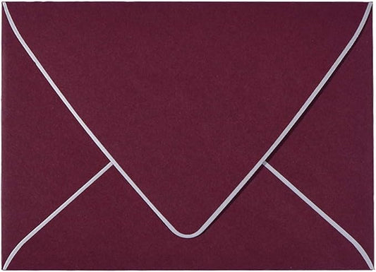 A7 Burgundy Envelopes 5 x 7 With Silver Border - V flap, Quick Self Seal, | Perfect for 5x7 Cards, Weddings, Invitations, Graduation, Baby Shower | 5.25" x 7.25" | 50 Pack (Burgundy-Silver Border)
