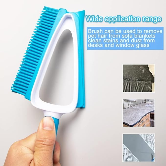 CHANHOO Pet Rubber Brush with Mini Dustpan,Dog Cat Hair Removal Brush with Squeegee,Portable Small Carpet Brush for Clothes,Cars,Sofa,Bed Sheet