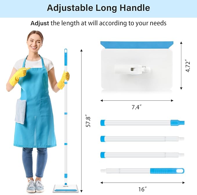 Cleaning Tools for Baseboard, Baseboard Cleaner Tool with Handle, 4 Reusable Cleaning Pads Wall Cleaner for Baseboards Cleaning, Ceiling, Wall, Floor, Shower Bathroom Kitchen