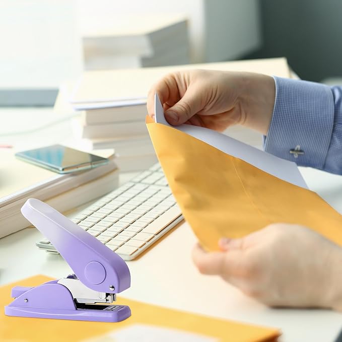 Effort-Saving Lever Teacher Stapler with 1000 Staples, 24/6 and 26/6 Stapler for desks, Offices, and classrooms (Purple)