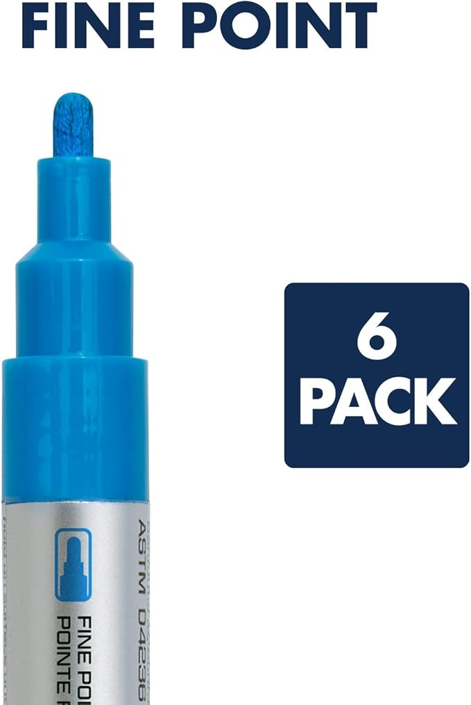 Quartet Glass Dry Erase Markers, Whiteboard Markers, Fine Tip, White and Neon Colors, 6 Pack (79558Q)