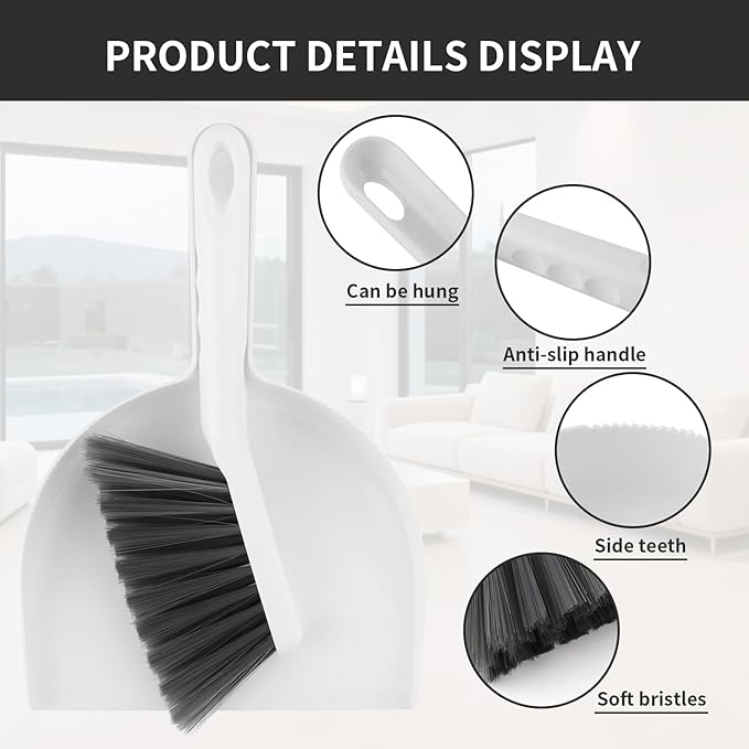 ZHAYAO Small Broom and Dustpan Set, Dustpan and Brush Set, Small Brush and Dustpan Set, Mini Handheld Dustpan and Brushes Combo for Home, Desktop, Kitchen, pet