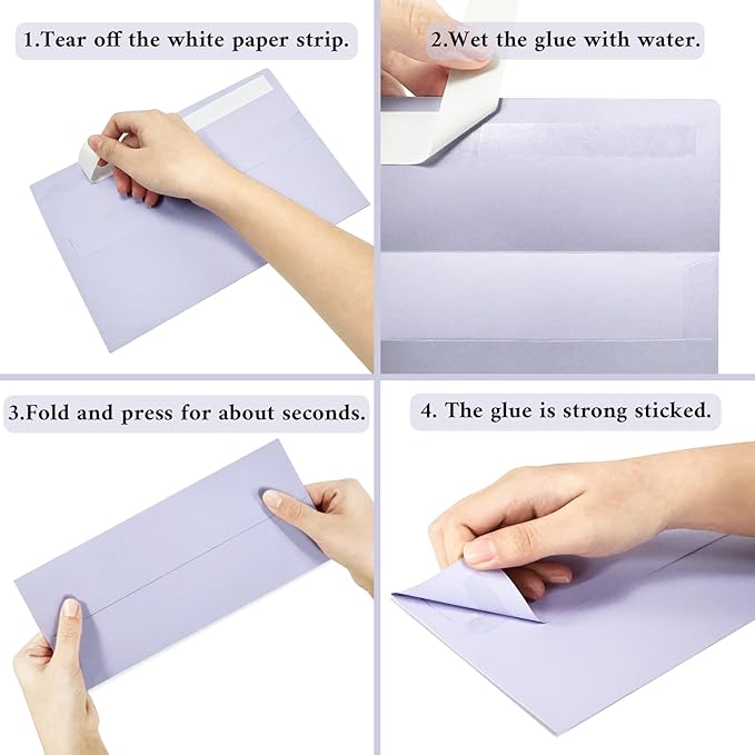 200 Pack #10 Business Envelopes, Light Purple Standard Envelopes Self Seal, Letter Size Mailing Envelopes for Checks Letters Invoices Statements Birthday Graduation Wedding, 4 1/8 x 9 1/2 Inch
