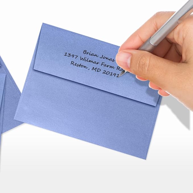LUXPaper A2 Invitation Envelopes | Peel & Press | 4 3/8" x 5 3/4" | Vista Blue Metallic | 80lb. Text | 50 Qty