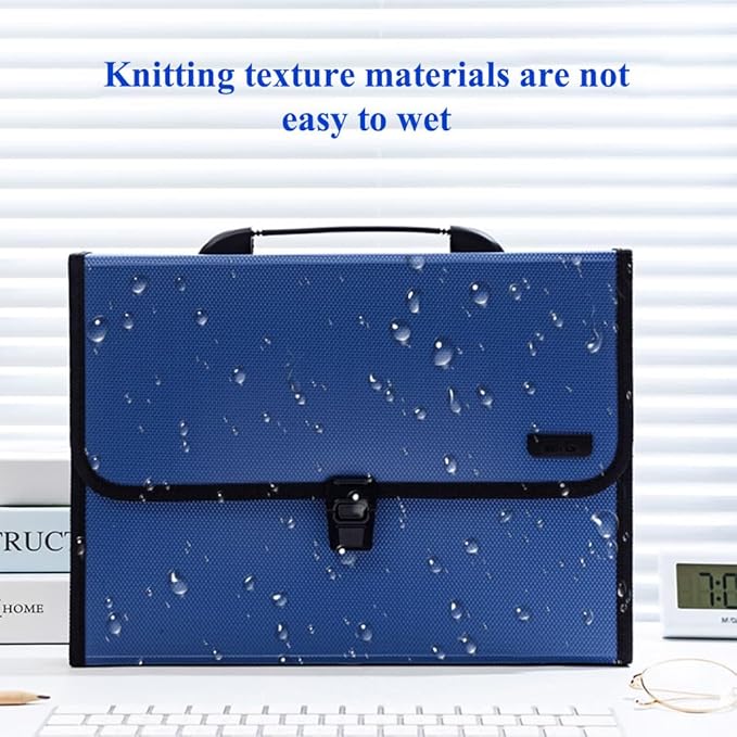 M&G Expanding File Folder 12 Pockets Accordion File Organizer with Labels, Portable Document Receipt Organizer for A4 Letter Size Paper, Waterproof Folder for Bussiness School Office Supplies (Blue)