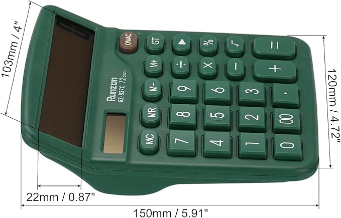 PATIKIL Desk Calculator, 12 Digits Large LCD Display Electronic Calculator Solar Battery Dual Power for Home Office Desktop, Green