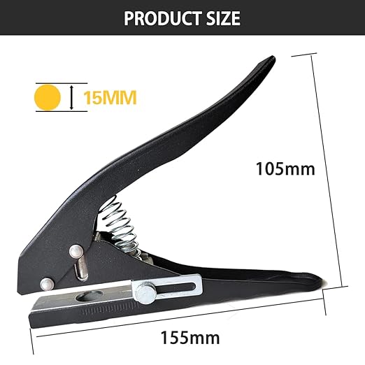 Single Hole Punch, Heavy Duty Single Hole Punch Hole Punches Portable Hand Held for Tags Cards Plastic (15MM Black)