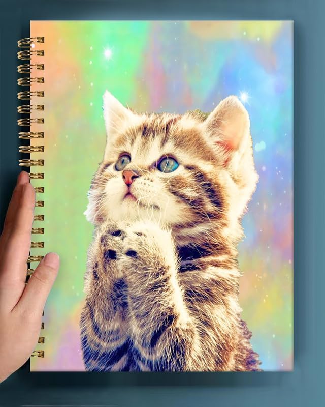 Spiral Journal Notebook,A5 Hardcover Lined Journals for Women Girl 6 x 8.3 in,120 Pages Thick Paper,Cute College Ruled Writing Notebook for Gifts Office Work School(Cute Cats)