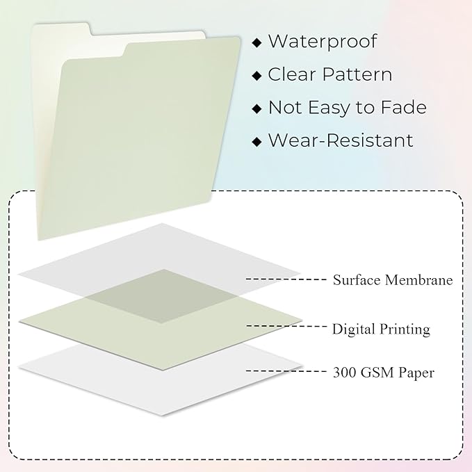 Y YOMA 12 Pack Colored File Folders Letter Size Gradient File Folder with 1/3-Cut Tab Cute Pretty Decorative Heavyweight Filing Folder File Organizers for Office School Home Desktop, Leaf Green