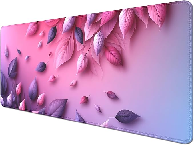 Pink Mouse Pad Desk Mat Large Gaming Mouse Mat Desk Pad,Big Mousepad with Stitched Edge Non-Slip Rubber Base for Office School Home (27.5X11.8 in)
