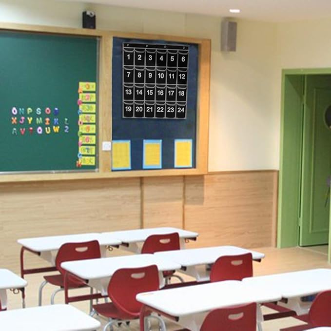 Eamay 24 Numbered Classroom Pocket Charts for Cell Phones and Calculators Holder Wall Door Mount Hanging Organizer