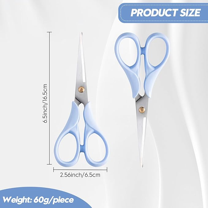 Honagu Professional Scissors - Stainless Steel Precision Blades, Non-Slip Ergonomic Handles for Crafting, Office, Fabric & DIY Projects (Blue)