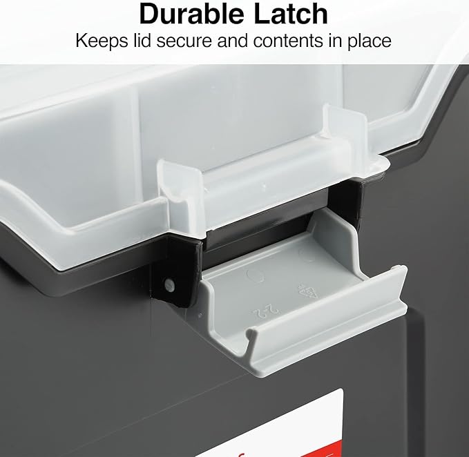 STAPLES File Folder Tote, Portable Filing Box, Letter Size Hanging Folders, Security Latch & Built-In Lid Organizer, Black/Clear