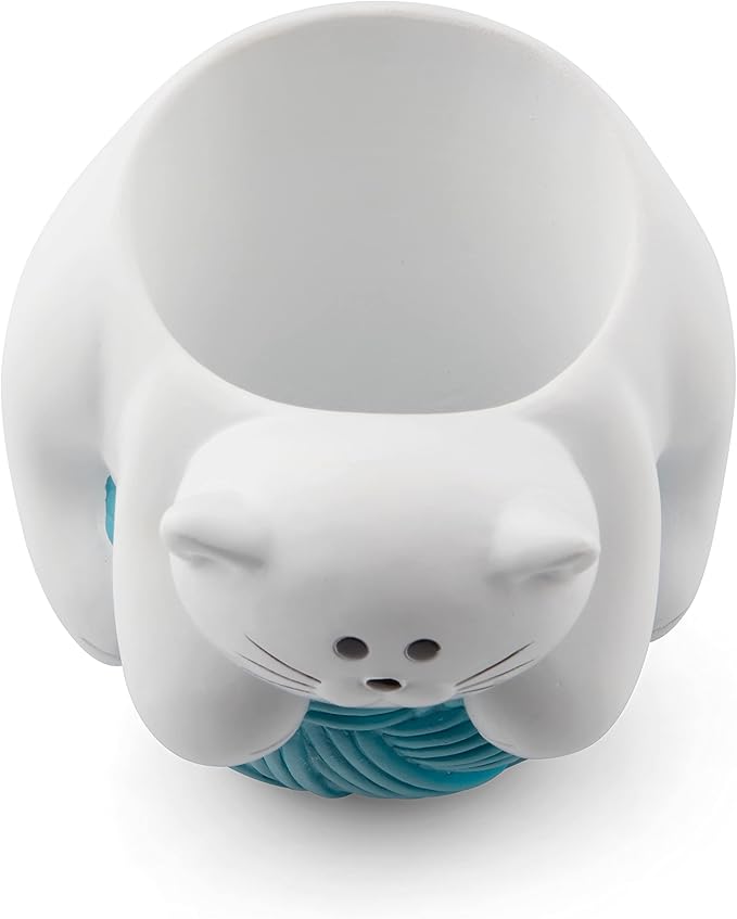 Chapman and Grand Relaxing Kitty Cat Pen Holder (White/Turquoise), Patent Pending