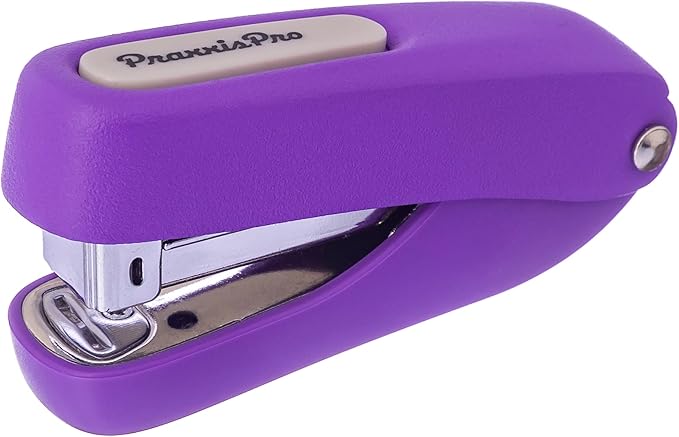 Praxxis Pro Office Supplies - Aria-Plus Half-Strip Mini Stapler - Durable, Compact, and Colorful Stapler for Office and Travel Use, Compatible with Standard 26/6 Staples, Purple