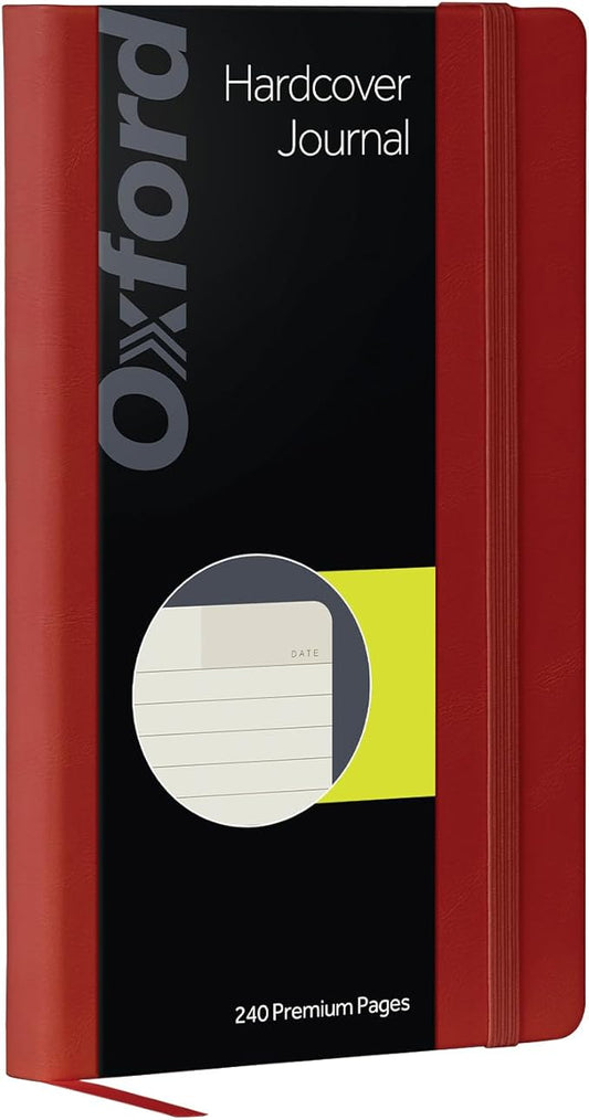 Oxford Journal, Lined Writing Notebook, Writer's Journal, Classic Notebook for School or Office, 240 Pages of Lined Ivory Paper, 5" x 8.25", Red Hardcover (1014598)