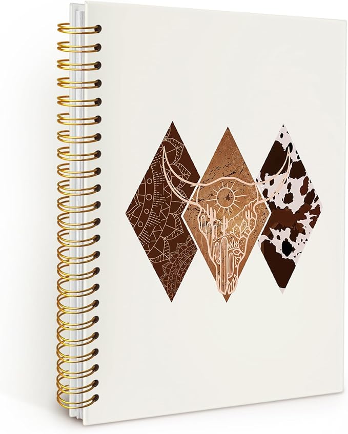Cowgirl Notebook Journals, Western Office Supplies, Western Gifts for Women, Retro Western Cow Cowgirl Gifts, Hardcover Spiral Notebook 5.5x8.3