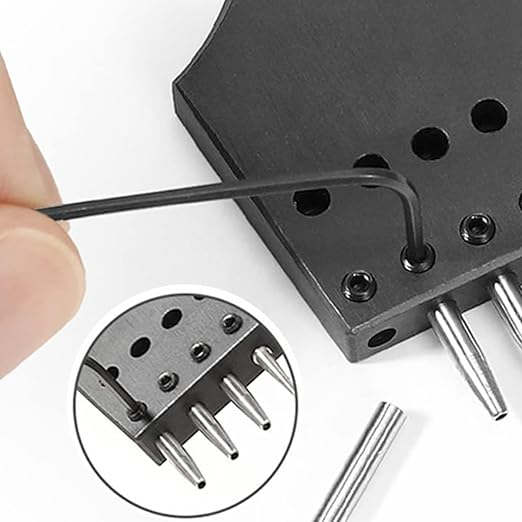 WUTA Removable Leather Hole Punch Lacing Stitching Professional Working Hand Tool Kit Round Hole Puncher Craft Chisel Cutting Punches Kits 2nd Gen 4mm-(2+4+6)