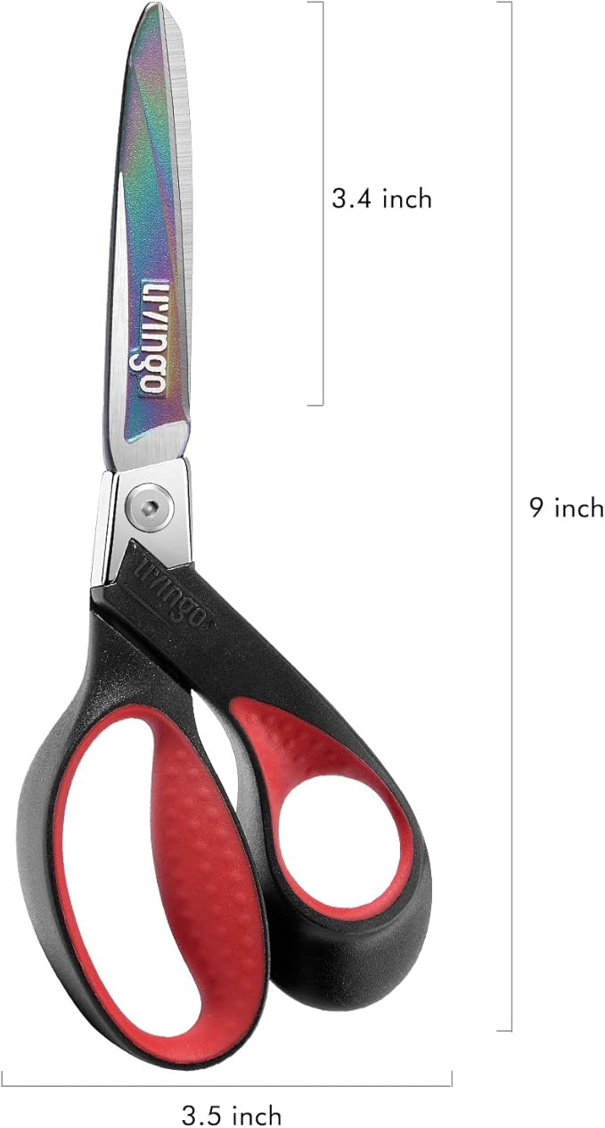 LIVINGO Industrial Scissors Heavy Duty: 9" Professional Multipurpose Shears Sharp Stainless Steel - Forged Titanium Coated Scissors for Fabric Sewing Carpet Craft Workshop Outdoor Home Office