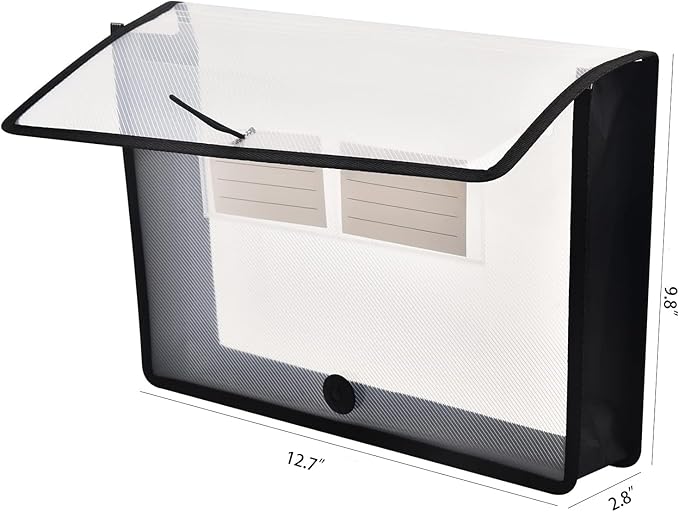 Expanding File Folder Document Organizer with Elastic Cord & Button Closure, Letter Size, 2.8" Expansion, Letter A4 Expandable File Folder for Home School Office Organization, 5 Pack