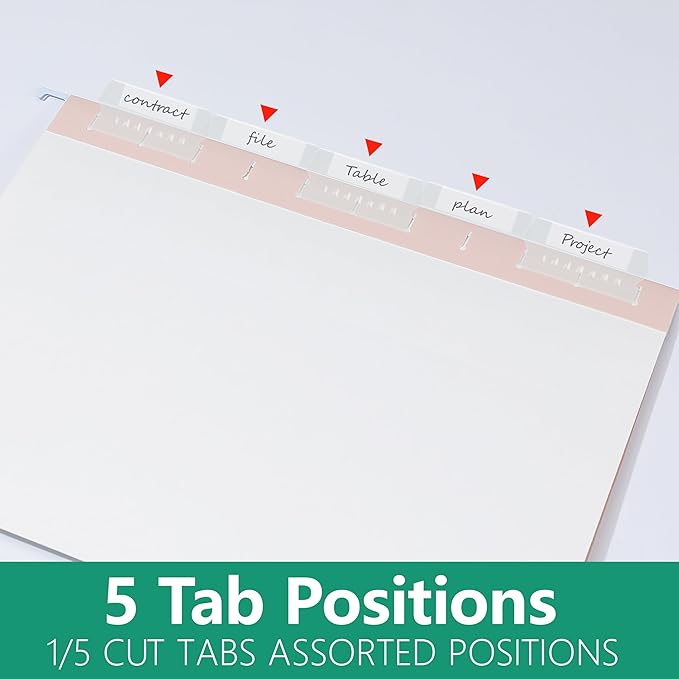 Hanging File Folders,Letter Size,1/5-Cut Adjustable Tabs,6 Per Box,Standard Green-1/5 Tabs (7590U)