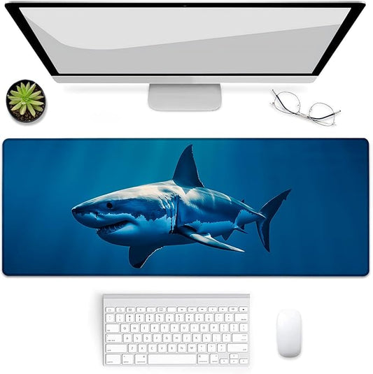 Gaming Mouse Pad, Shark Mouse Pad, Desk Mat, Non-Slip Rubber Base MousePads for Computers Laptop Office School Home Accessories Decor 31.5" x 11.8"