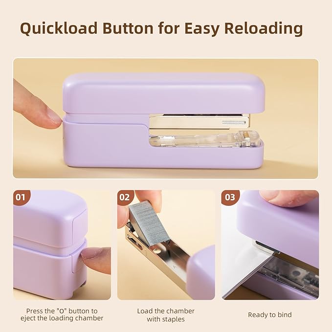 deli Stapler, Desktop Staplers with 1660 Staples and Integrated Staple Remover, 40 Sheet Capacity Office Stapler, 2 Pack, Purple