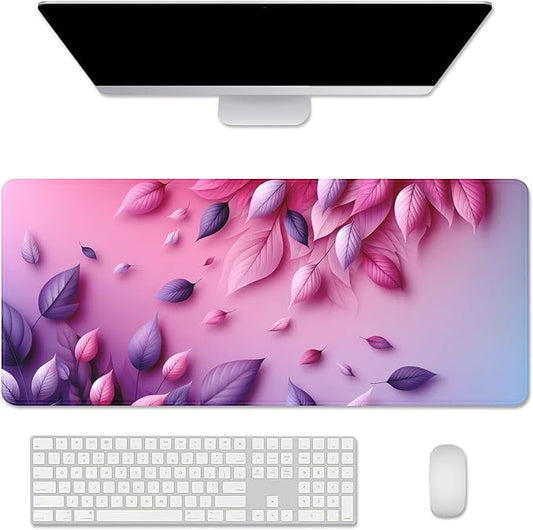 Pink Mouse Pad Desk Mat Large Gaming Mouse Mat Desk Pad,Big Mousepad with Stitched Edge Non-Slip Rubber Base for Office School Home (27.5X11.8 in)