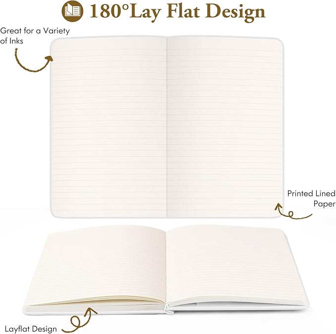 Huhuhero Lind Notebook Journals for Writing, 120Gsm Premium Thick Paper Hardcover Notebooks for Work, Business, Note Taking, Office School Supplies 5"×8.25" (10, Navy Blue)