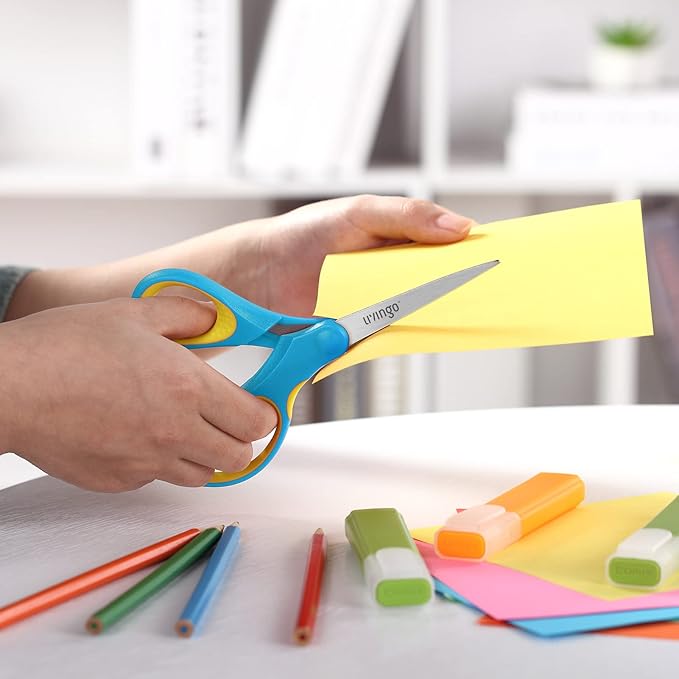 LIVINGO 5" Kids School Scissors: Small Safety Scissors Pointed Tip, Soft Handle Right Left Handedfor Craft, Classroom, Child, Toddler, Assorted Colors, 3 Pack