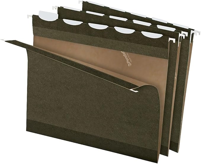 Pendaflex Ready-Tab Reinforced Hanging File Folders, Letter Size, Standard Green, 5 Tab, 25/BX (42590)