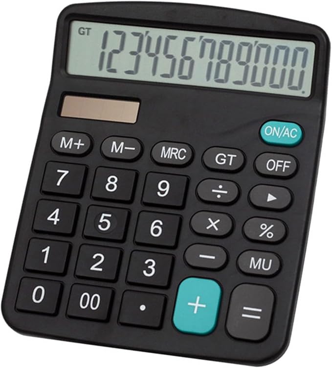 Meichoon Calculator 12 Digit Display Solar Battery Dual Power Financial Dedicated Large Standard Function Desktop Business Calculator Multifunctional Calculating Machine KA08 Black