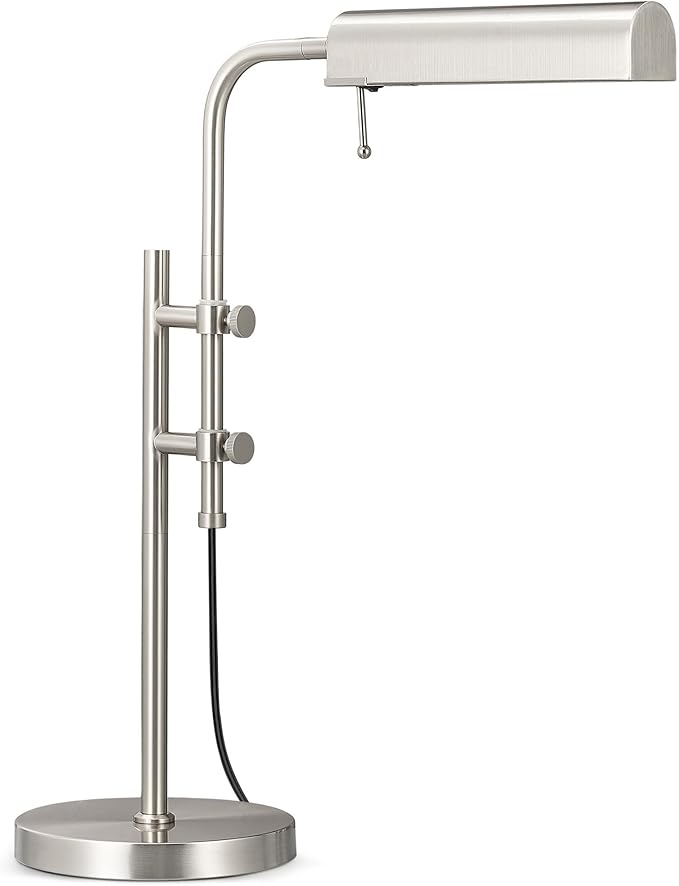 VONLUCE Rustic Desk Lamp, Adjustable Industrial Style Metal Table Lamp, 3 Color Temperatures LED Reading Lamp for Living Room Bedroom Office, Brushed Nickel