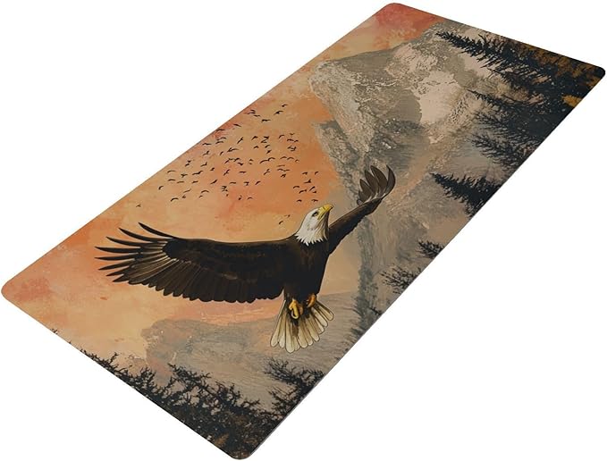 Mouse Pad Desk Mat Leather Desk Pad Large Gaming Desk Cover Protector Mat for Keyboard Computer Laptop Office Waterproof 47.2 x 23.6 Inch Bald Eagle Roses Mointains Orange