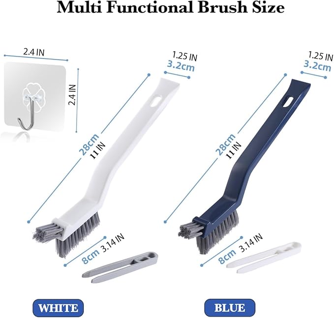 2 Pack Hard Bristle Crevice Cleaning Brush, Multifunctional Gap Cleaning Brush Supplies for Kitchen, Bathroom, Corner, Grout, Sink, Cup, Teapot, Bottle, Blender