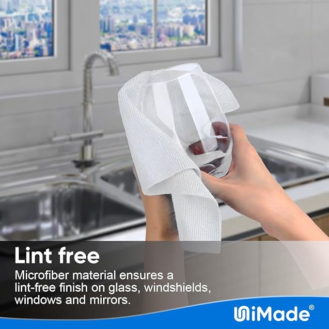 UNIMADE Microfiber Cleaning Cloth, 20 Pack Reusable Microfiber Towels for Cars Lint Free Cleaning Shop Towel Rags for Home Kitchen Automotive Bar Mechanic Restaurant Garage, 11.5"x 11.5", White