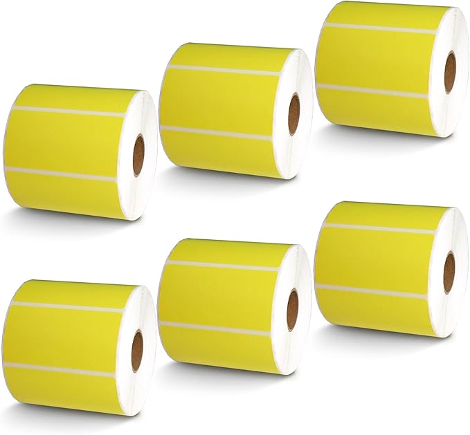 BETCKEY - 3" x 1.5" Barcode Shipping & Address Labels Compatible with Zebra & Rollo Label Printer,Premium Adhesive & Perforated[Yellow, 6 Rolls, 5700 Labels]