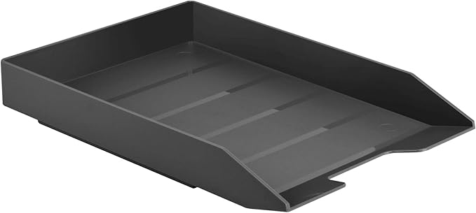 Acrimet Stackable Letter Tray Front Load, Letter Size, Plastic, Black Color, 1 Unit