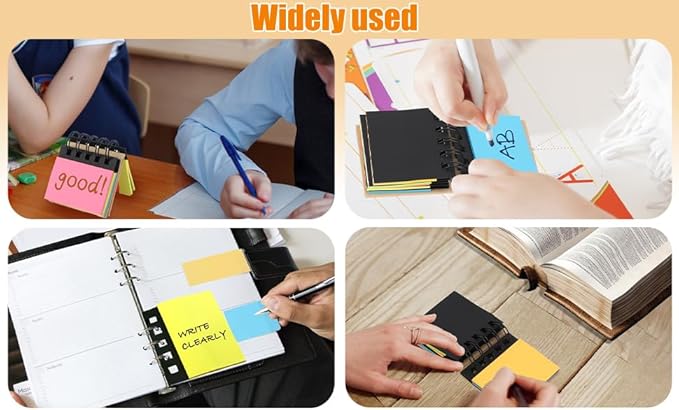RHAWOM 8 Pads Spiral Notepad,3 x 3.5 Kraft Cover Mini Notebook with 2X 3 inches Sticky Notes and Page Marker，250 Counts/Pad Gift for Student
