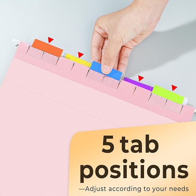 SUNEE 6 Pack Hanging File Folders, Pink Folders, Hanging File Folders Letter Size with 1/5-cut Tabs, Stay Organized for Your Home and Office Bulk File and Documents