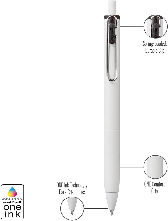 Uniball One Retractable & Refillable Gel Pen, 0.5mm Micro Tip, Black Ink, 8 Pens
