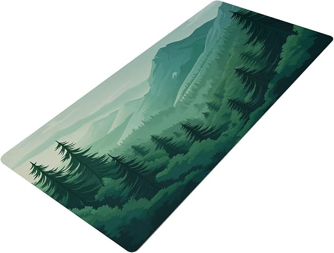 Mouse Pad Desk Mat Leather Desk Pad Large Gaming Desk Cover Protector Mat for Keyboard Computer Laptop Office Waterproof 47.2 x 23.6 Inch Green Forest Trees