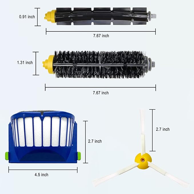 Replacement Parts Kit for irobot Roomba 600 Series 694 676 675 692 695 677 671 655 645 690 680 660 650 620 614 & 500 Series 595 585 564 robot, 2 Bristle & 2 Beater Brush, 6 Filter, 6 Side Brush